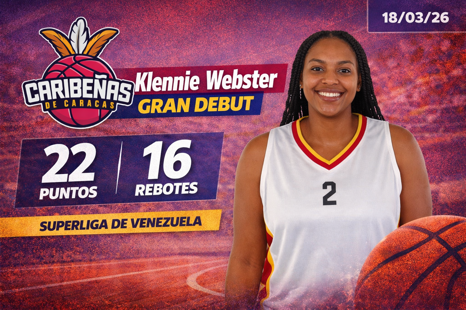 Superliga de Venezuela – Gran debut de Klennie Webster